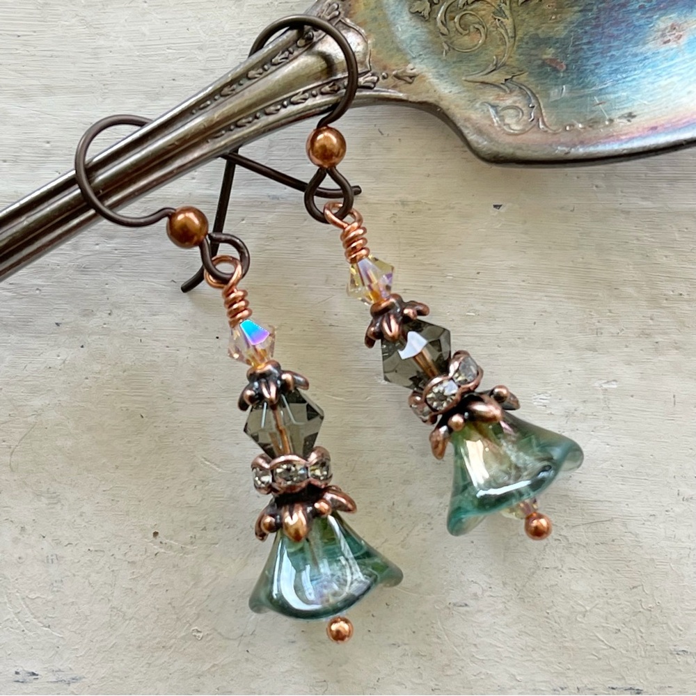 ARTISAN Earrings - “Morning Dew” Dangles - Picture 6 of 8